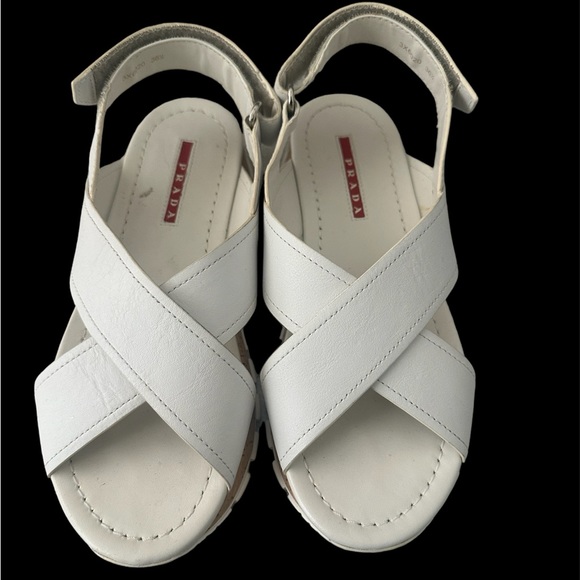 Prada Women's White Sandals - Size 36.5 - Picture 1 of 4
